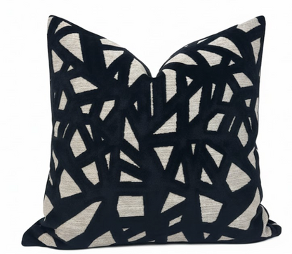 Abstract Velvet Pillow in Black