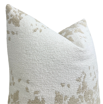 Dappled Stripe Pillow in Oyster, Indoor Outdoor Pillow