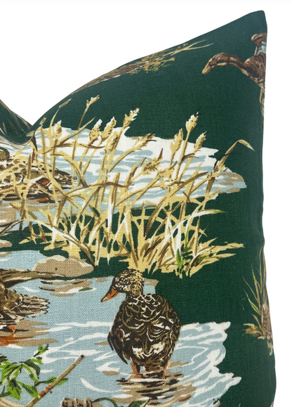 Dog and Duck Pillow in Verdant