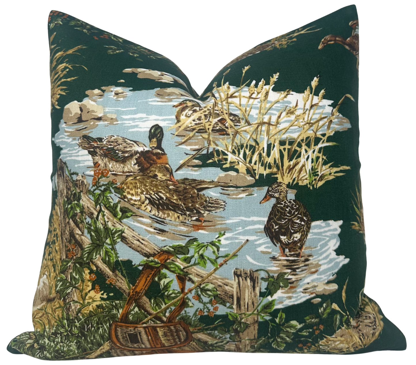 Dog and Duck Pillow in Verdant