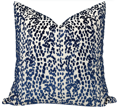 Les Touches Velvet Pillow in Blue