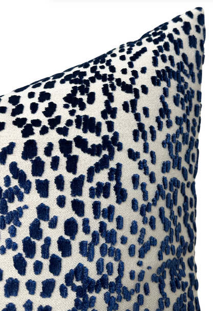 Les Touches Velvet Pillow in Blue