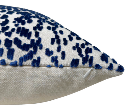 Les Touches Velvet Pillow in Blue