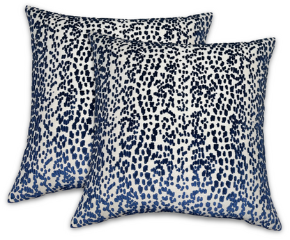 Les Touches Velvet Pillow in Blue