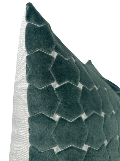 Hinge Velvet Pillow in Seafoam Green