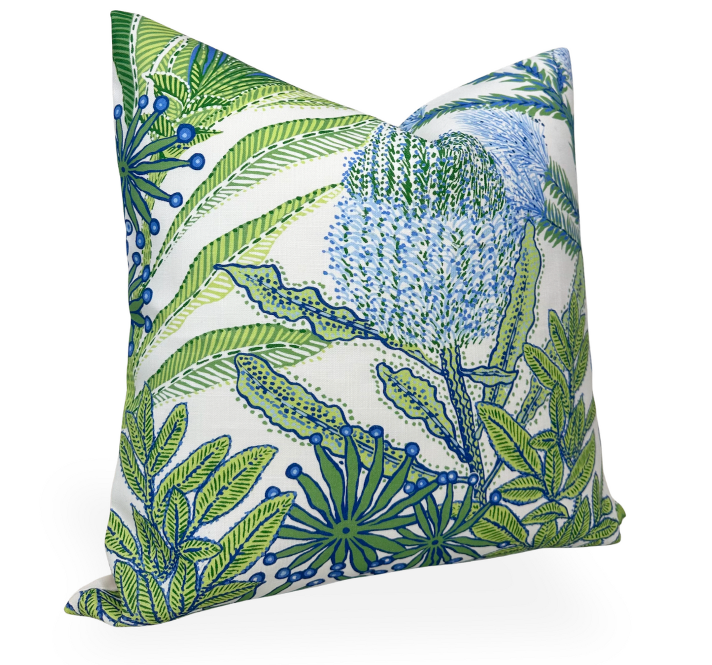 Protea Performance Pillow in Blue + Green