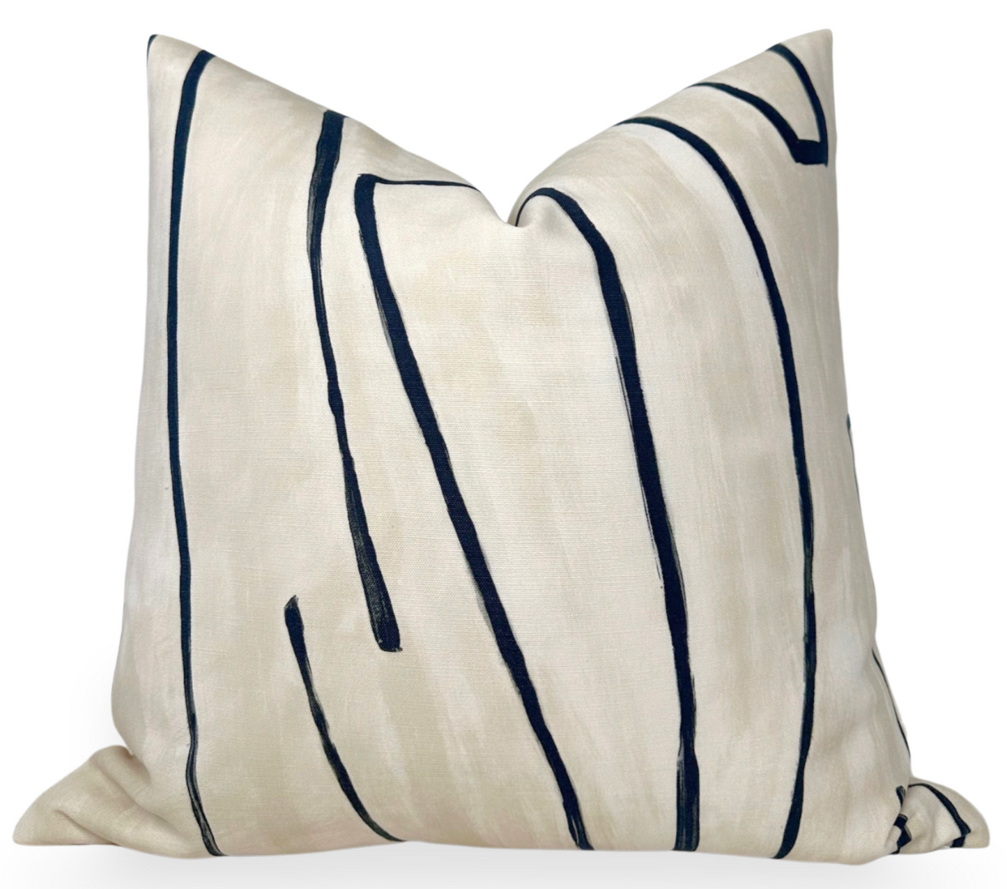 Graffito Pillow in Ivory Linen Onyx