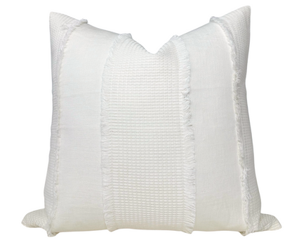 Tulum Casement Embroidered Pillow in Ivory
