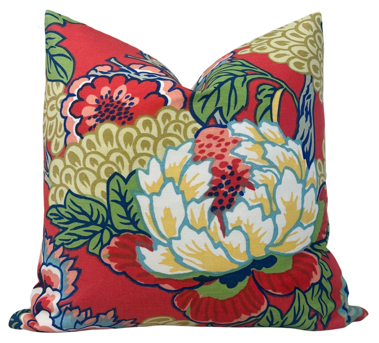 Honshu Pillow in Coral and Green
