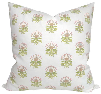 Milford Pillow in Pink and Green