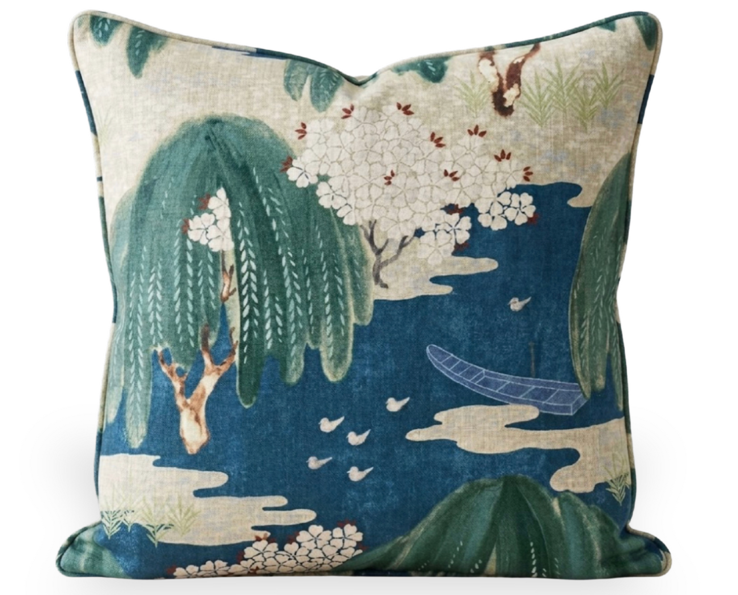 Willow Tree Pillow in Navy