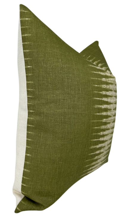 Ikat Pillow in Olive Green
