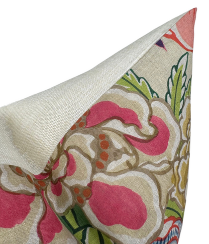 Peony Garden Floral Pillow in Beige