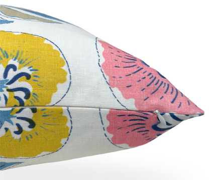 Tybee Tree Pillow in Coral + Yellow