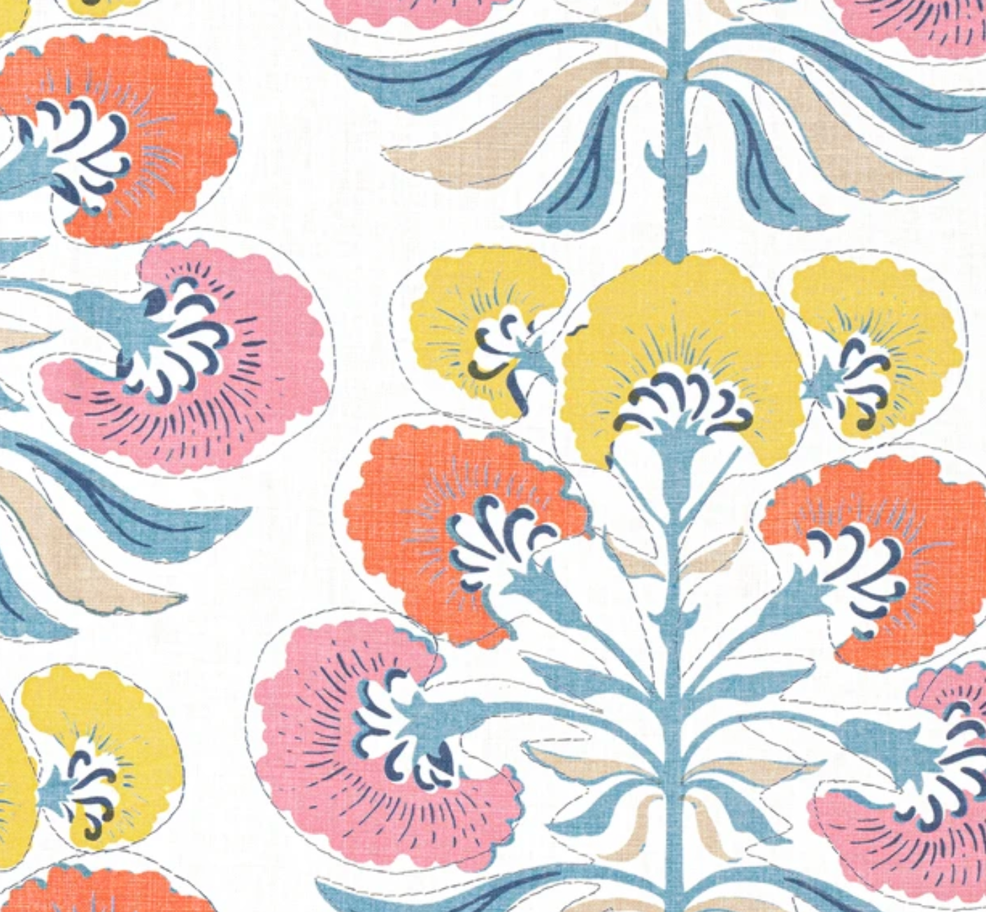 Tybee Tree Pillow in Coral + Yellow