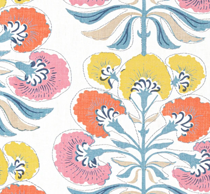 Tybee Tree Pillow in Coral + Yellow