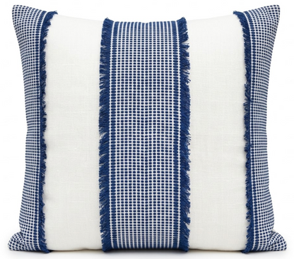 Tulum Casement Embroidered Pillow in Blue