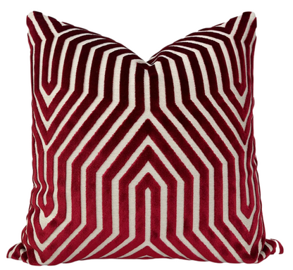 Vanderbilt Velvet Pillow in Garnet Red
