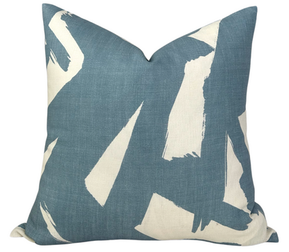 Bold Lines Linen Pillow in Sky