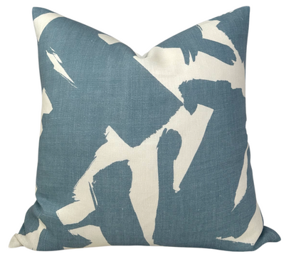 Bold Lines Linen Pillow in Sky