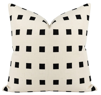 Chalet Embroidered Pillow in Ivory + Black
