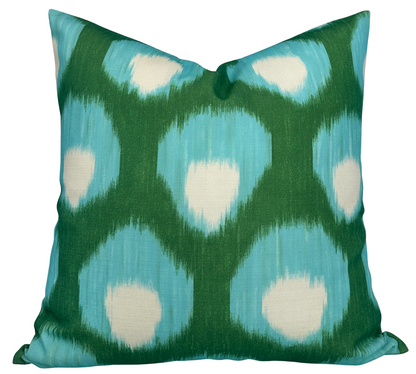 Bukhara Outdoor Pillow in Green/Blue, Indoor Outdoor Pillows