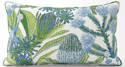 Protea Performance Pillow in Blue + Green