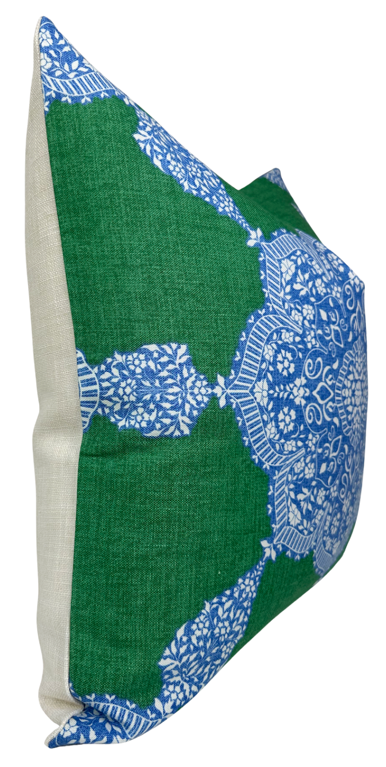 Medallion Pillow in Blue and Green