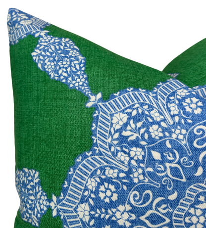 Medallion Pillow in Blue and Green