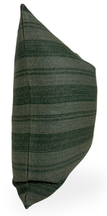 Striped Woven Pillow in Forest Green