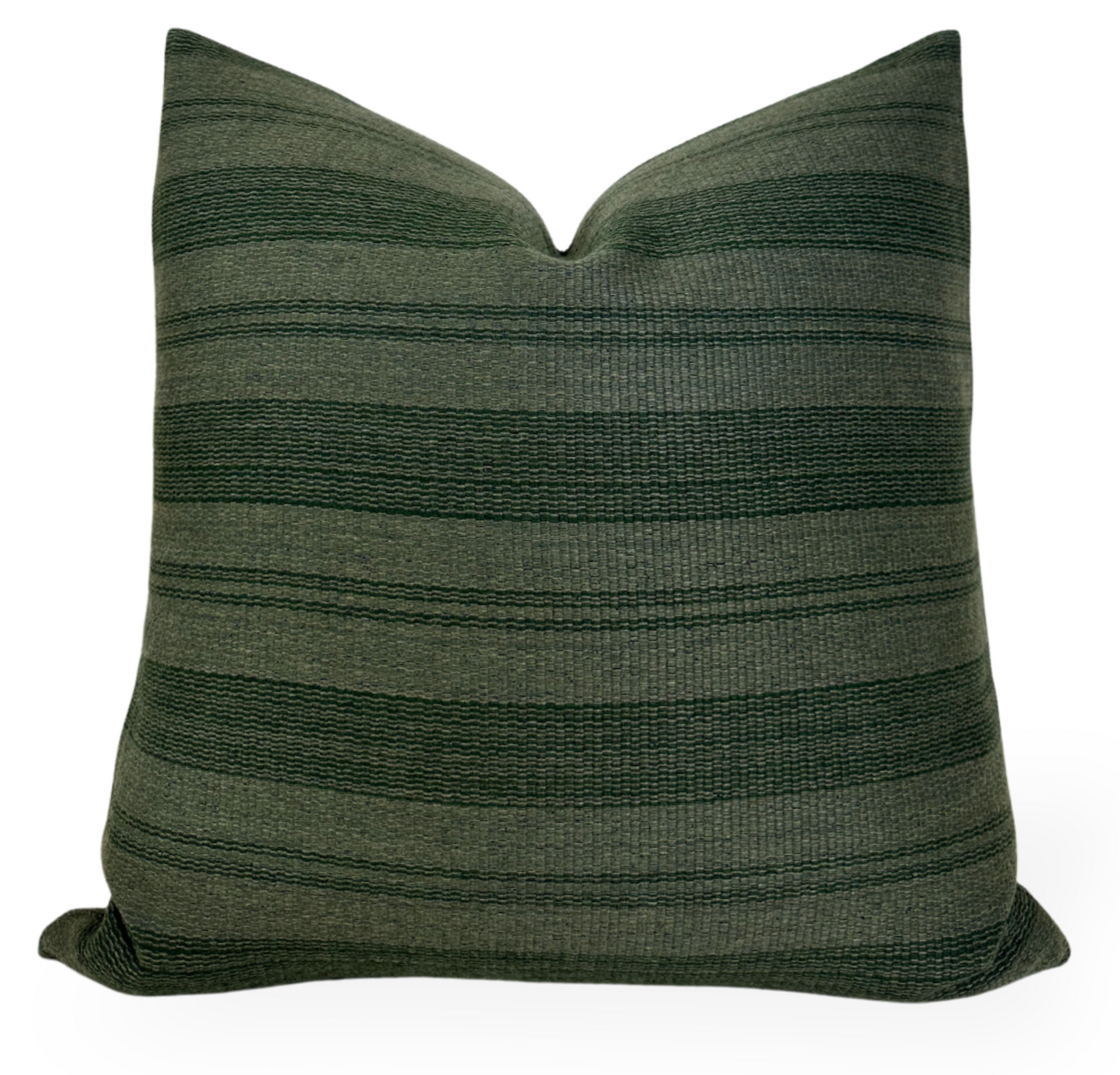 Striped Woven Pillow in Forest Green