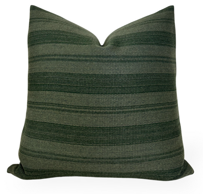 Striped Woven Pillow in Forest Green
