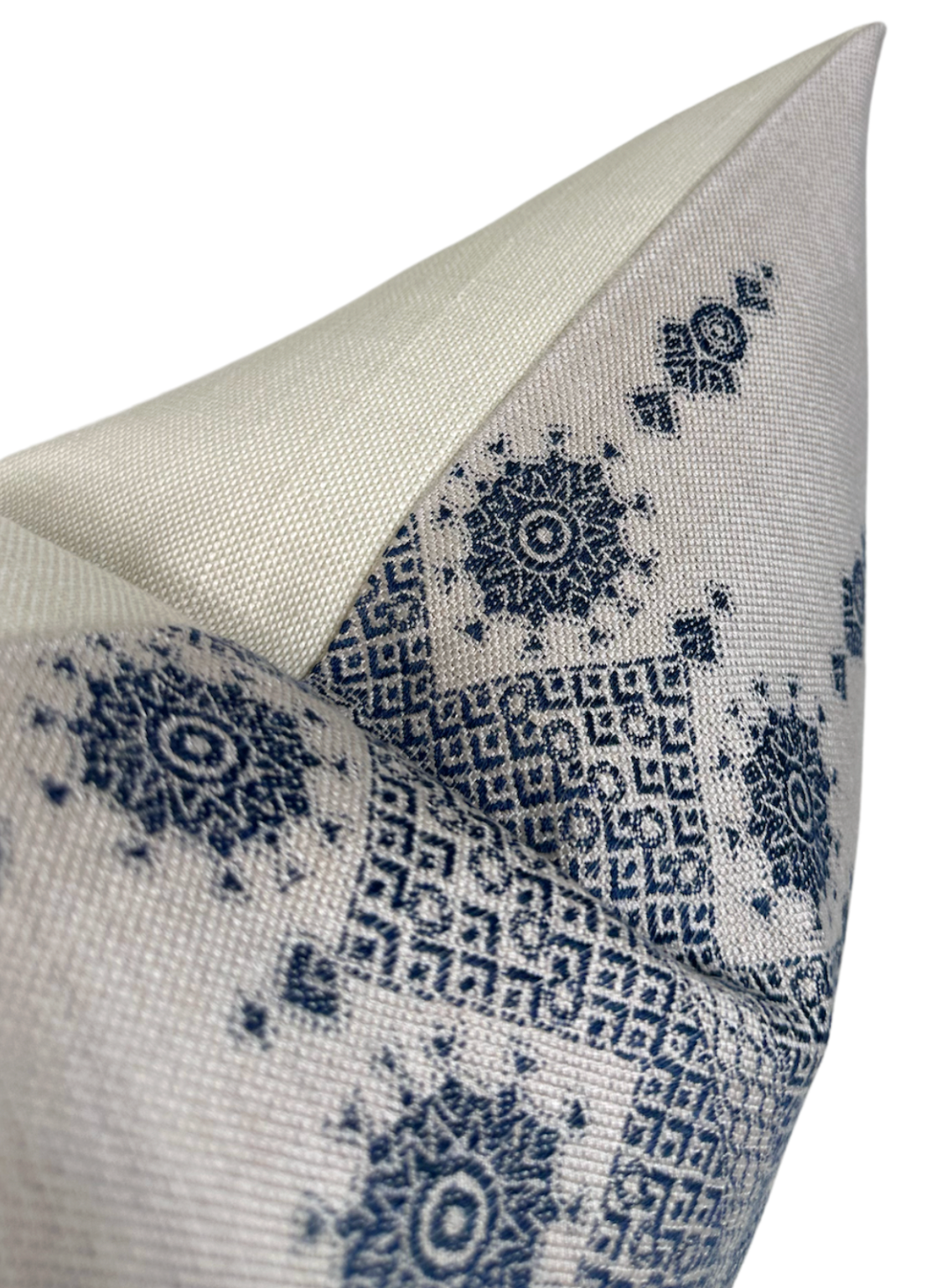 Carmania Pillow in Indigo on Natural, Indoor Outdoor Pillows