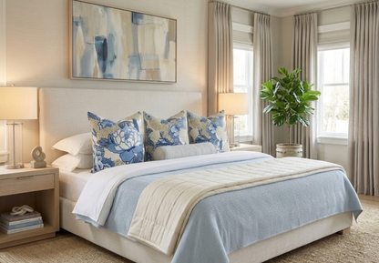 Honshu Pillow in Blue and Beige