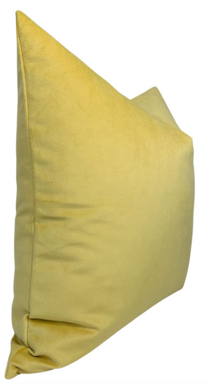 Velvet Pillow In Canary Yellow
