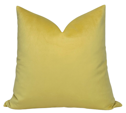Velvet Pillow In Canary Yellow