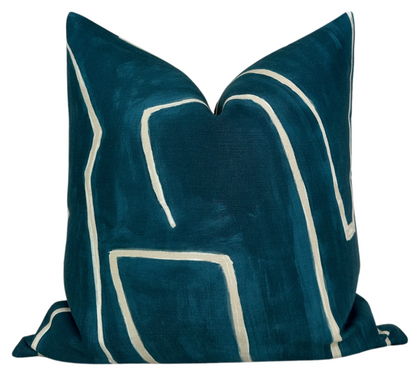 Graffito Pillow in Teal Pearl