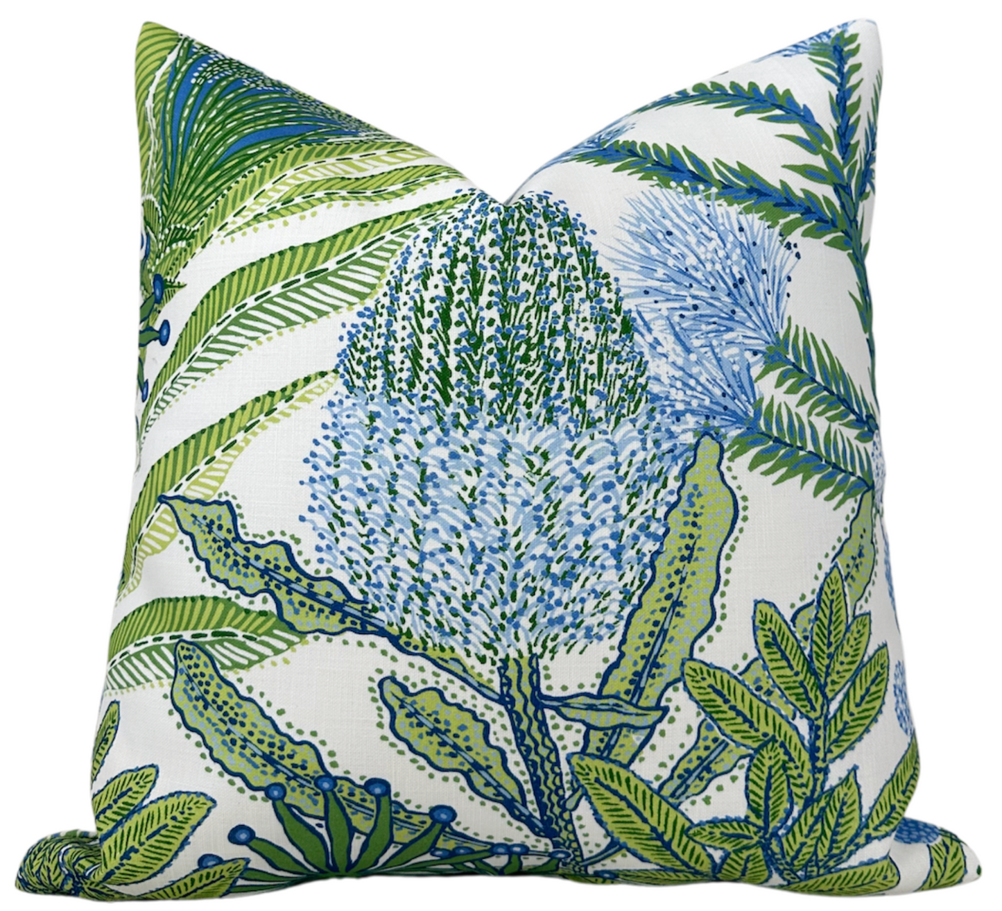 Protea Performance Pillow in Blue + Green