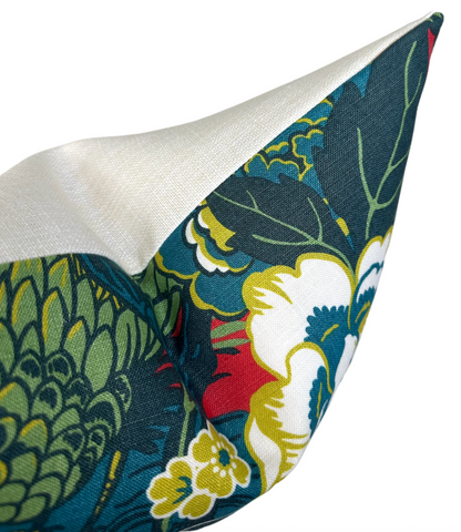 Shanghai Peacock Pillow in Cerise