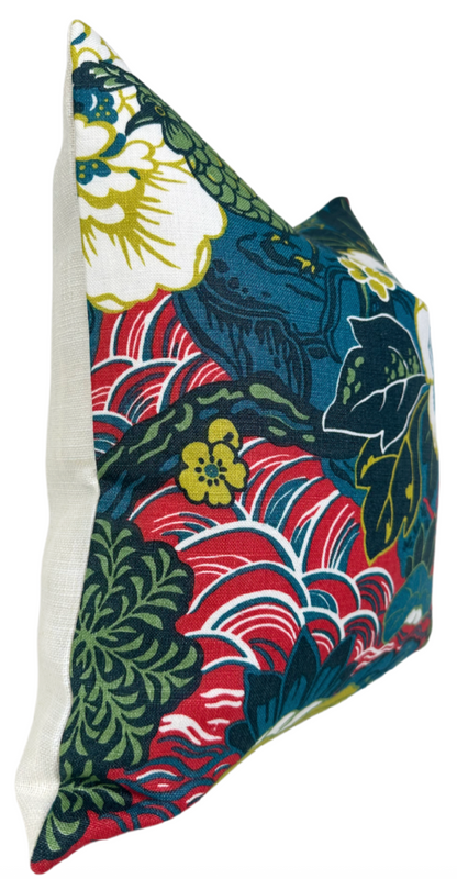 Shanghai Peacock Pillow in Cerise