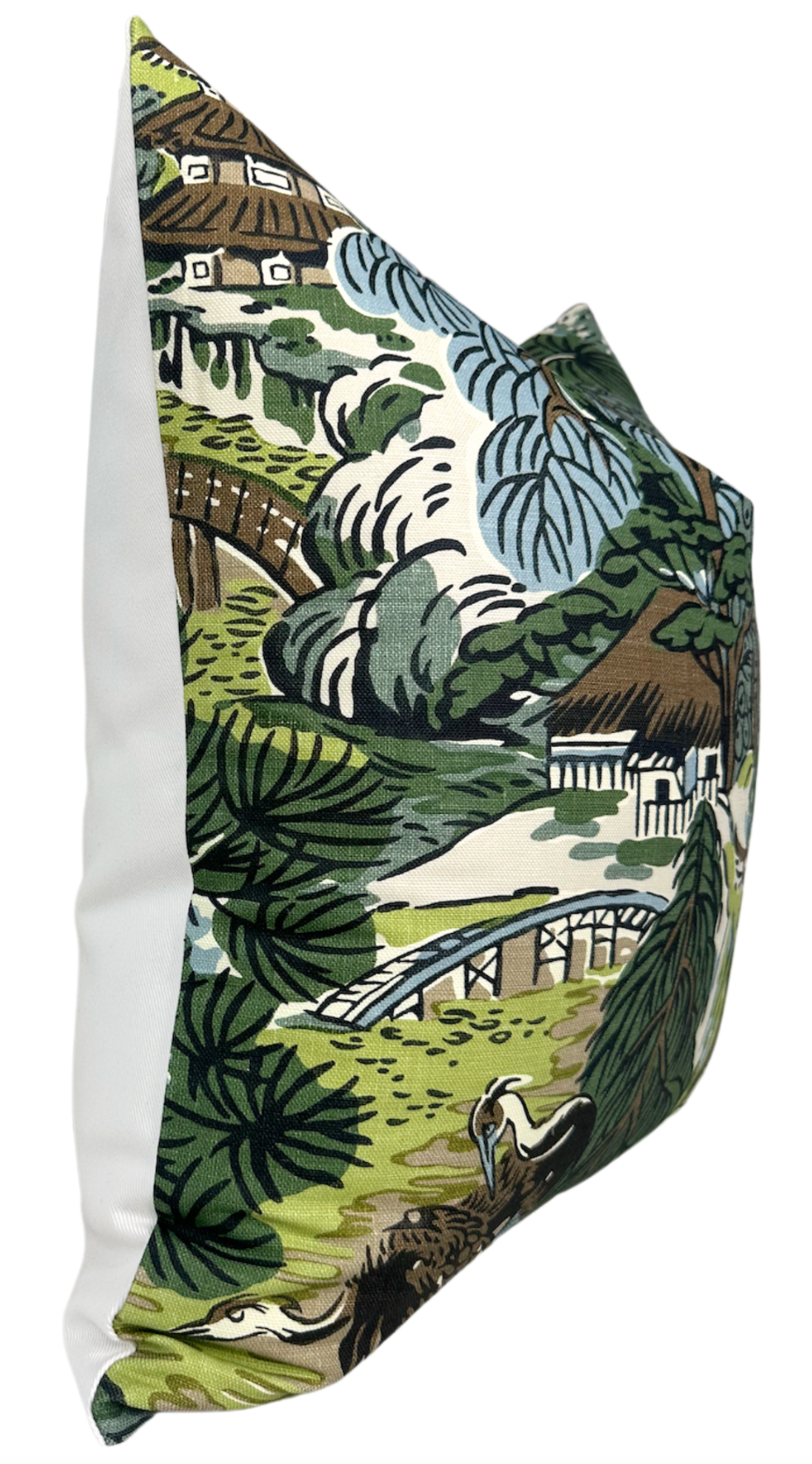 Pagoda Pillow in Green + Brown