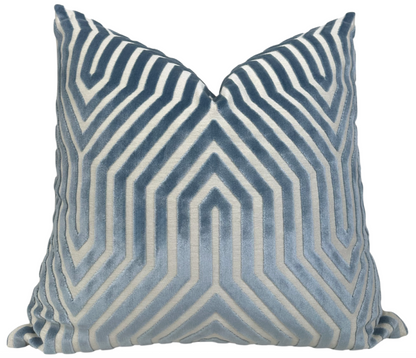 Vanderbilt Velvet Pillow in Marine Blue