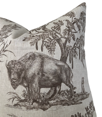 Western Toile Pillow in Sepia Brown