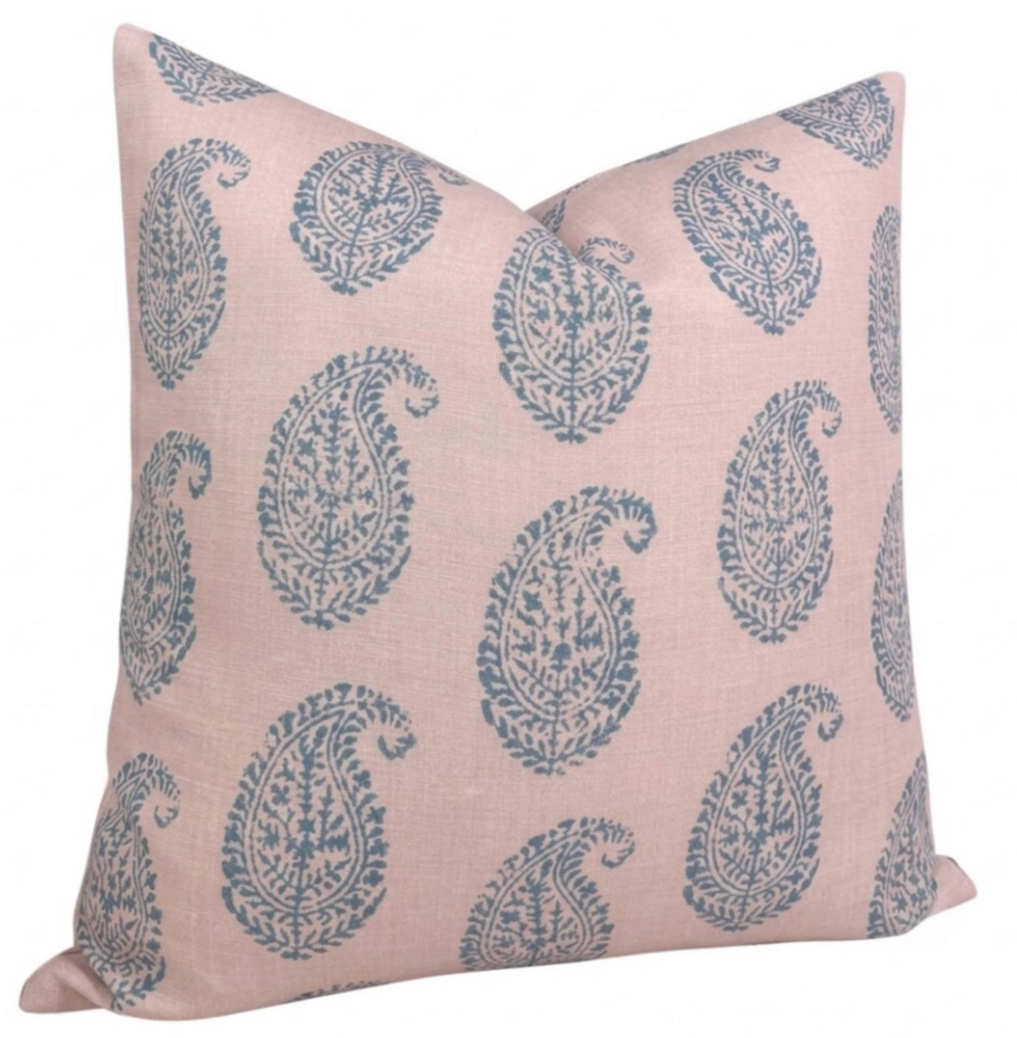 Kashmir Paisley Pillow in Pink + Blue