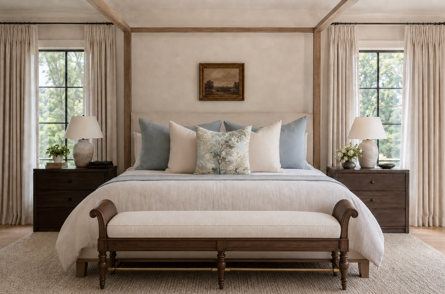 Lincoln Toile Pillow in Light Blue