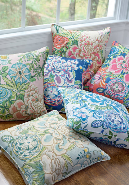 Peony Garden Floral Pillow in Beige
