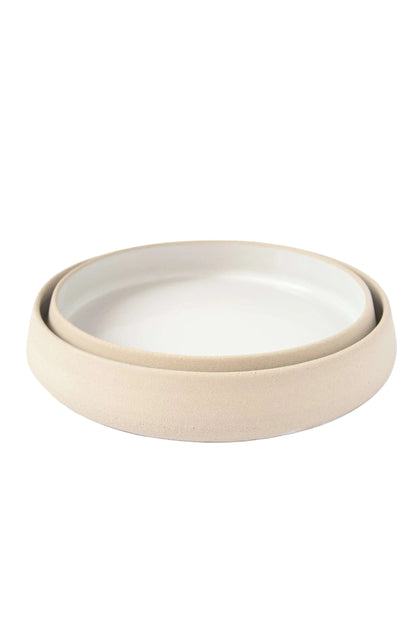 Handmade Stoneware Dinner Plates with High Sides