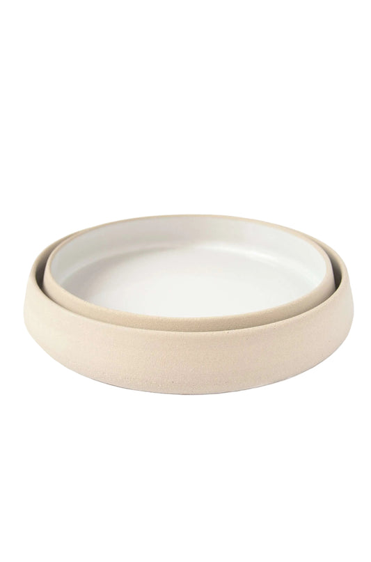 Handmade Stoneware Dinner Plates with High Sides