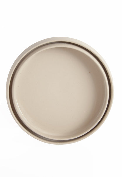 Handmade Stoneware Dinner Plates with High Sides and Transparent Glaze