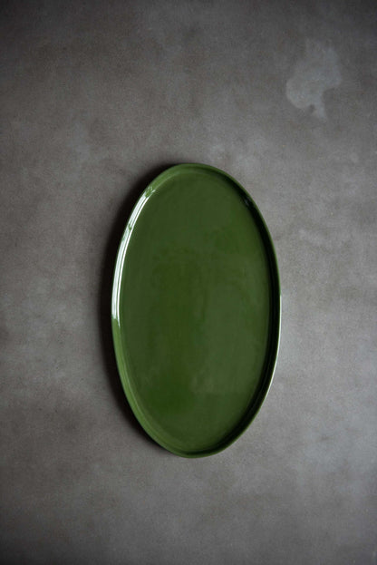 Handmade Oval Porcelain Platter - Green